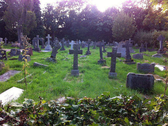 Late afternoon churchyard ambience